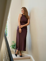 Neo Noir Celinie Heavy Sateen Dress - Burgundy