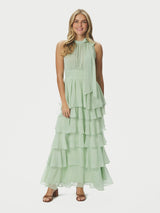 Neo Noir Marli Solid Chiffon Dress - Light Green