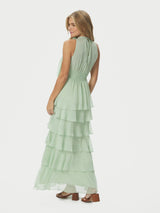 Neo Noir Marli Solid Chiffon Dress - Light Green