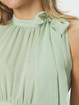 Neo Noir Marli Solid Chiffon Dress - Light Green