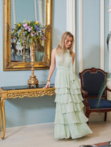Neo Noir Marli Solid Chiffon Dress - Light Green