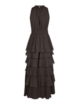Neo Noir Marli Solid Chiffon Dress - Dusty Brown