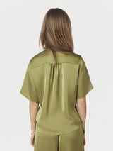 Neo Noir Casadia Heavy Sateen Blouse - Saga Green