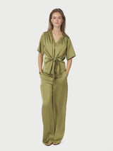 Neo Noir Casadia Heavy Sateen Blouse - Saga Green