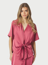 Neo Noir Casadia Heavy Sateen Blouse - Cherry Pink