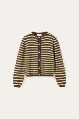 Noella N-Mertice Knit Cardigan - Brown Yellow Stripe
