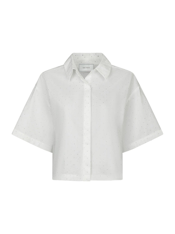 Neo Noir Jasie Poplin Stone Shirt - White