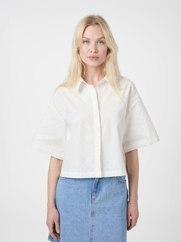 Neo Noir Jasie Poplin Stone Shirt - White