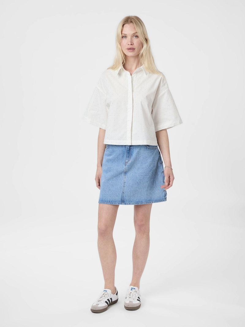 Neo Noir Jasie Poplin Stone Shirt - White