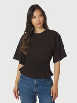 Neo Noir Dray Boxy Smock Tee - Dark Brown