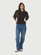 Neo Noir Dray Boxy Smock Tee - Dark Brown