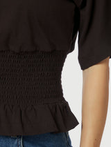 Neo Noir Dray Boxy Smock Tee - Dark Brown