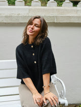 Neo Noir Benuta Fluffy Knit Cardigan - Black