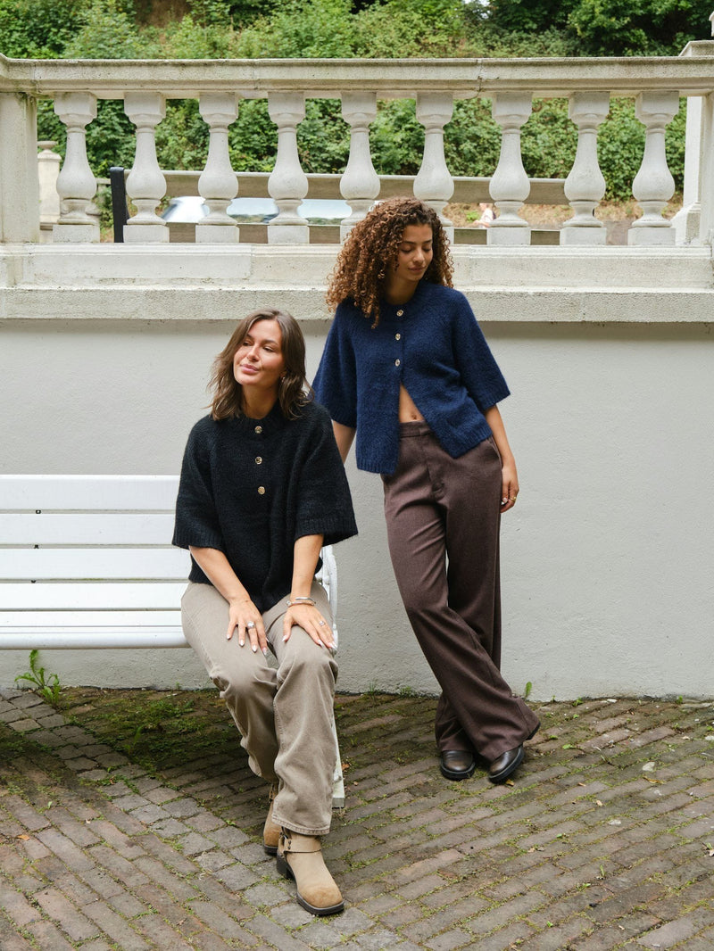 Neo Noir Benuta Fluffy Knit Cardigan - Black