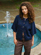 Neo Noir Benuta Fluffy Knit Cardigan - Navy