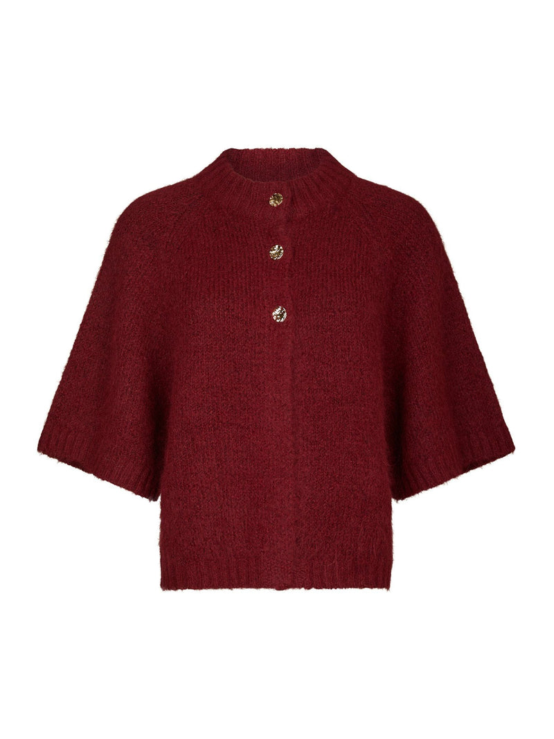 Neo Noir Benuta Fluffy Knit Cardigan - Dark Red