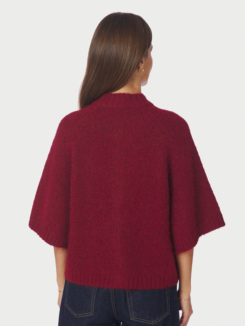Neo Noir Benuta Fluffy Knit Cardigan - Dark Red