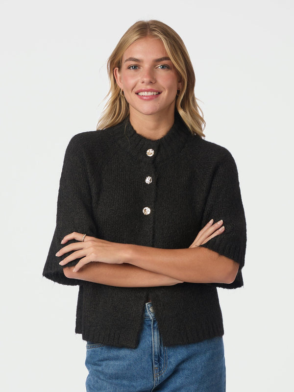 Neo Noir Benuta Fluffy Knit Cardigan - Dark Brown