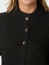 Neo Noir Benuta Fluffy Knit Cardigan - Dark Brown