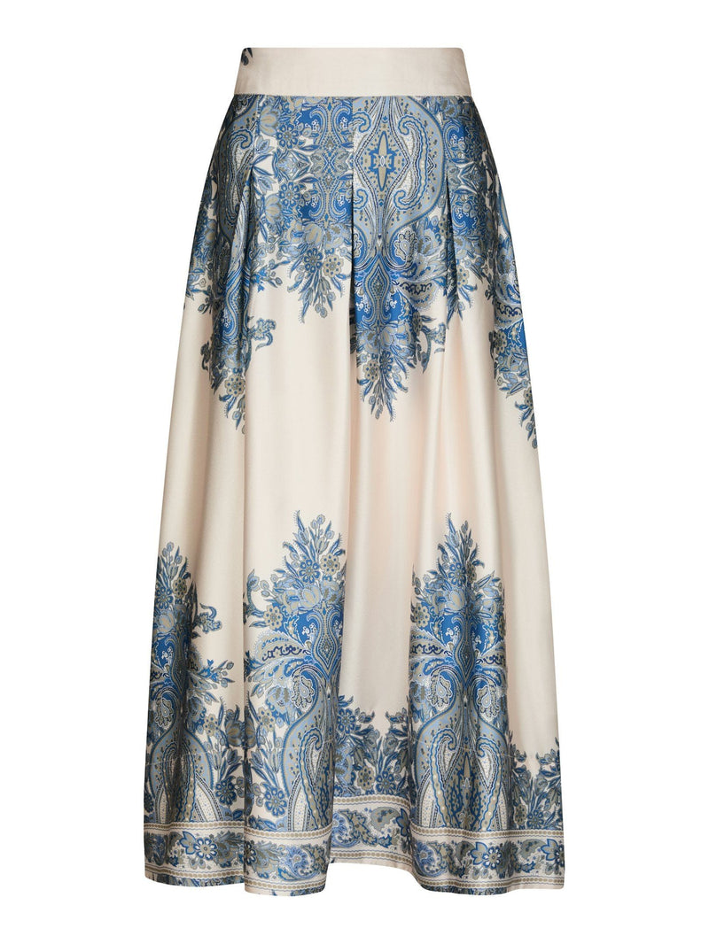 Neo Noir Lenni Paisley Border Skirt - Ash Blue