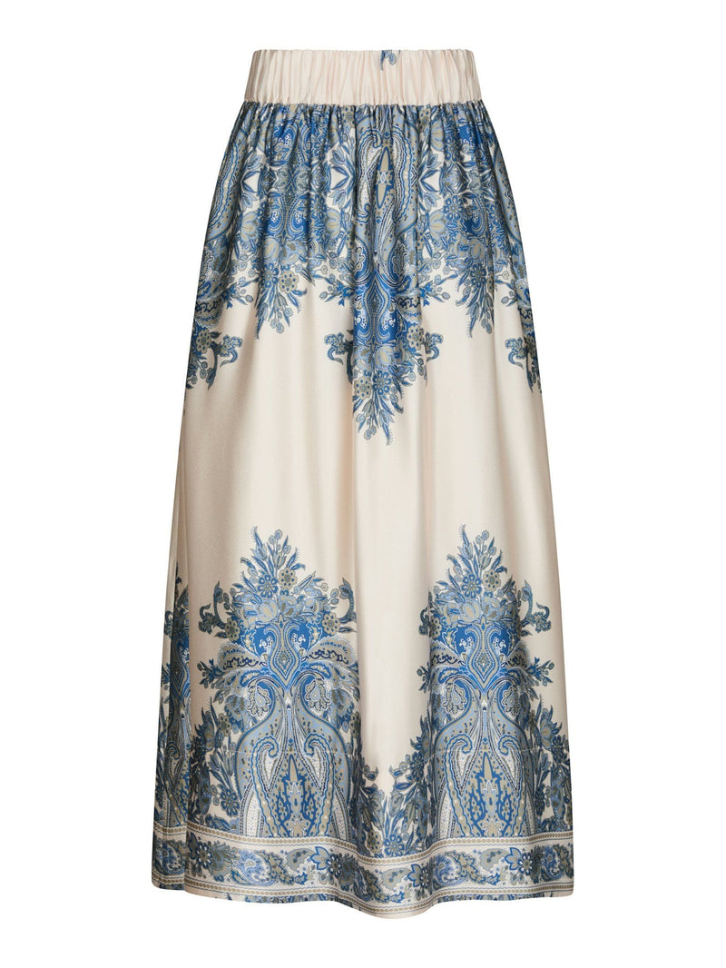 Neo Noir Lenni Paisley Border Skirt - Ash Blue