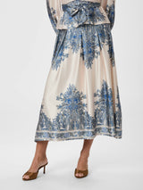 Neo Noir Lenni Paisley Border Skirt - Ash Blue