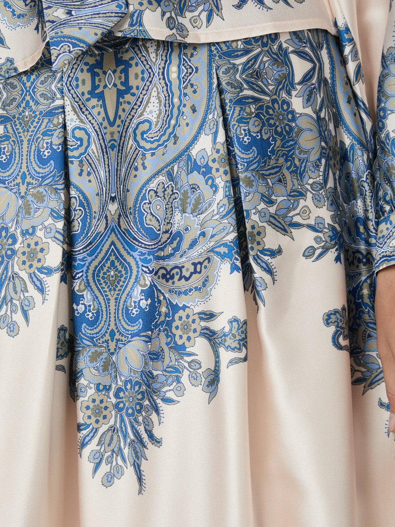 Neo Noir Lenni Paisley Border Skirt - Ash Blue