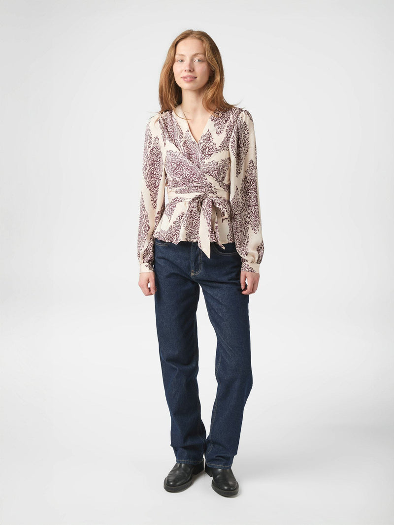 Neo Noir Rista Paisley Drop Blouse - Burgundy