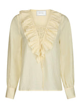 Neo Noir Katarina Crepe Ruffle Blouse - Light Yellow