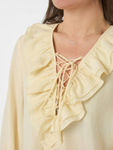 Neo Noir Katarina Crepe Ruffle Blouse - Light Yellow