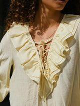 Neo Noir Katarina Crepe Ruffle Blouse - Light Yellow