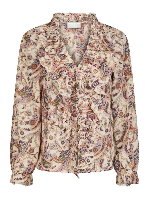 Neo Noir Ivey Art Paisely Blouse - Creme