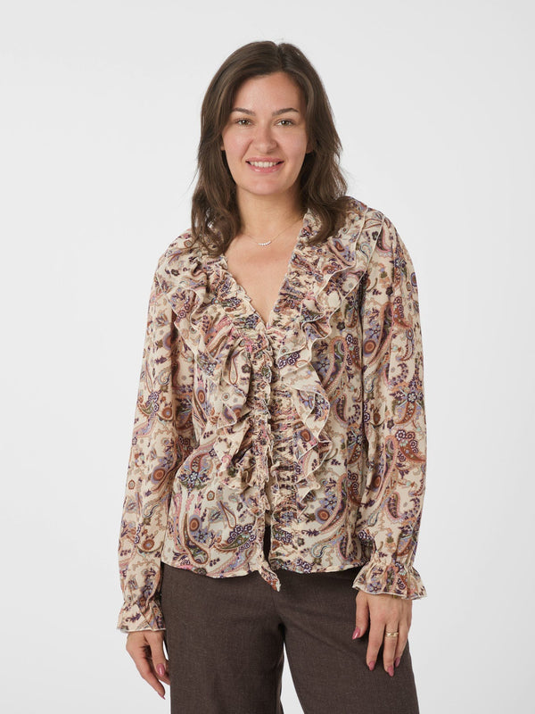 Neo Noir Ivey Art Paisely Blouse - Creme