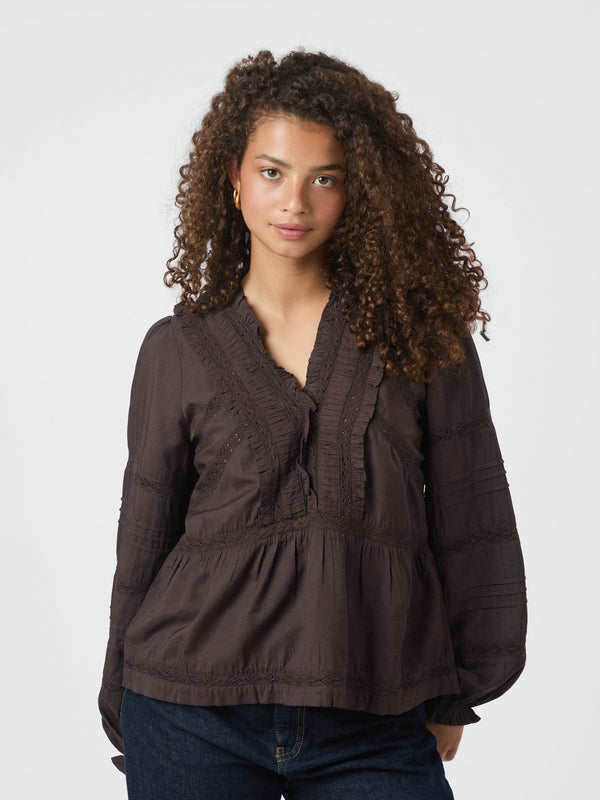 Neo Noir Elfie Blouse - Dark Brown