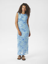 Neo Noir Tiranna Big Flower Mesh Dress - Light blue