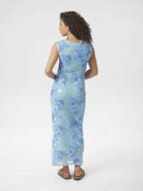 Neo Noir Tiranna Big Flower Mesh Dress - Light blue