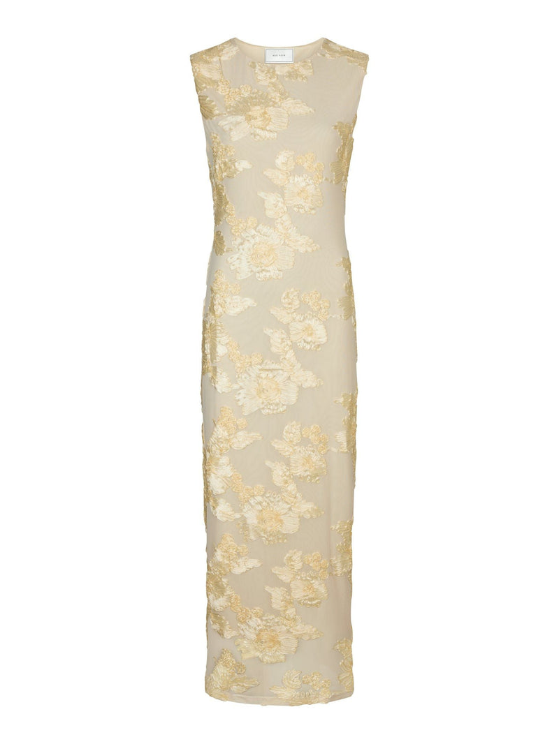 Neo Noir Tiranna Big Flower Mesh Dress - Light Yellow