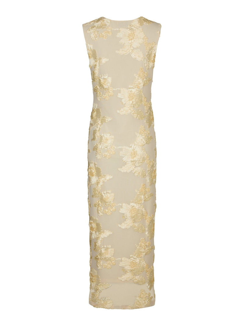 Neo Noir Tiranna Big Flower Mesh Dress - Light Yellow