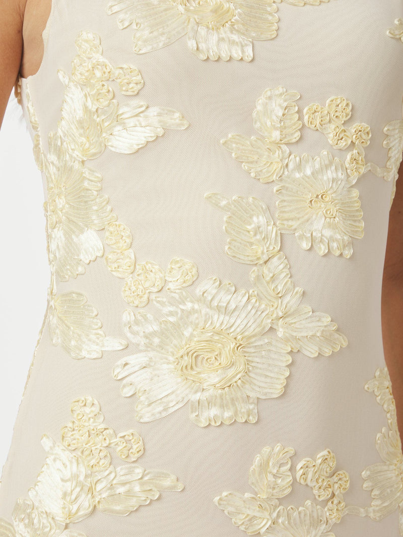 Neo Noir Tiranna Big Flower Mesh Dress - Light Yellow