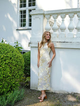 Neo Noir Tiranna Big Flower Mesh Dress - Light Yellow