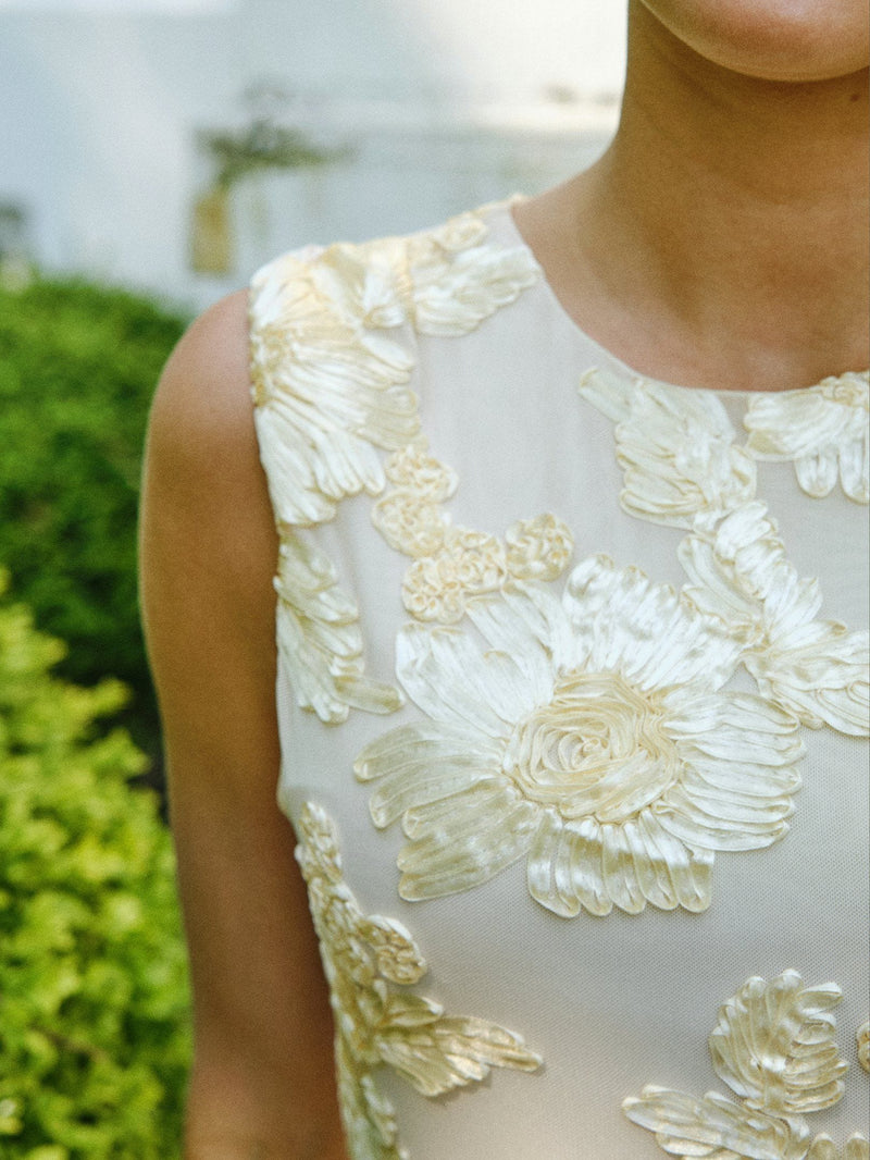 Neo Noir Tiranna Big Flower Mesh Dress - Light Yellow