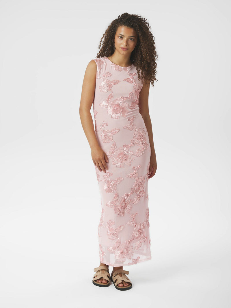 Neo Noir Tiranna Big Flower Mesh Dress - Light Pink
