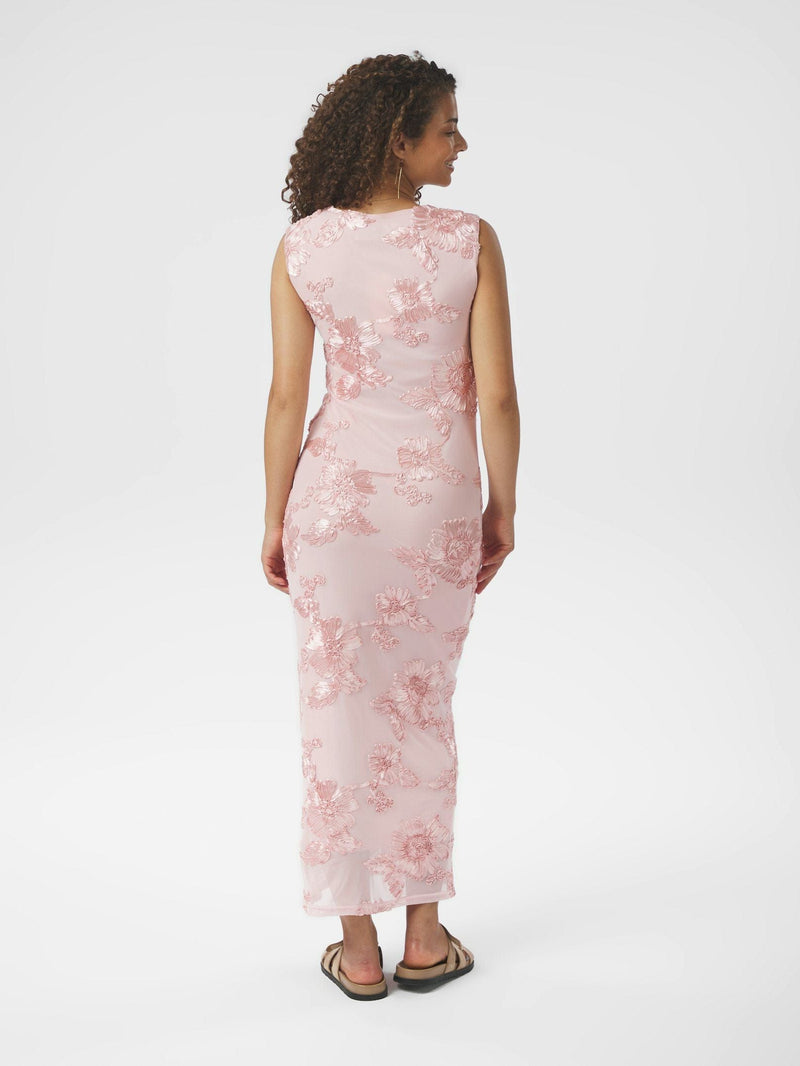 Neo Noir Tiranna Big Flower Mesh Dress - Light Pink