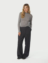 Neo Noir Teddu Fine Rib Blouse - Antracit melange