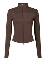 Neo Noir Nolana Zip Blouse - Chocolate Brown