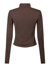 Neo Noir Nolana Zip Blouse - Chocolate Brown