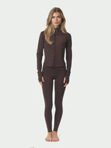 Neo Noir Nolana Zip Blouse - Chocolate Brown