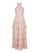 Neo Noir Cleoni Solid Chiffon Dress - Rose