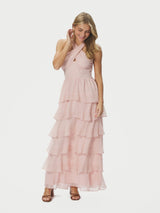 Neo Noir Cleoni Solid Chiffon Dress - Rose