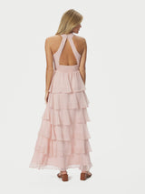 Neo Noir Cleoni Solid Chiffon Dress - Rose